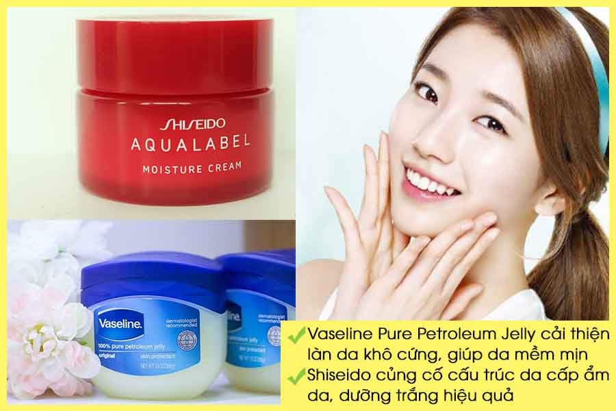 Kem dưỡng ẩm da mặt Vaseline Pure Petroleum Jelly và Shiseido